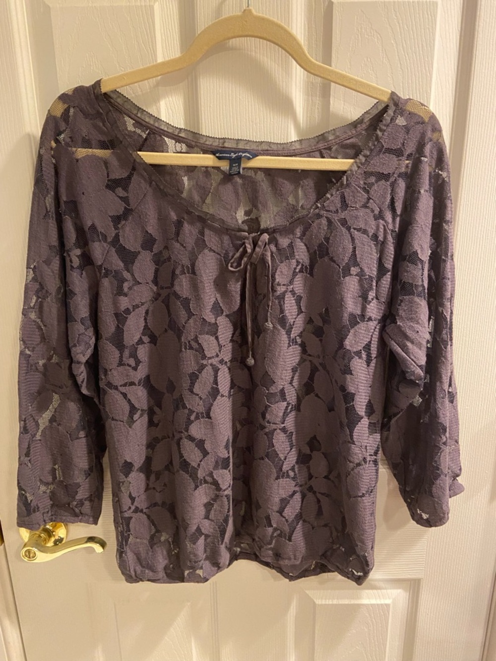 American Eagle Outfitters Lace Overlay Tunic Top - Dusty grape Med